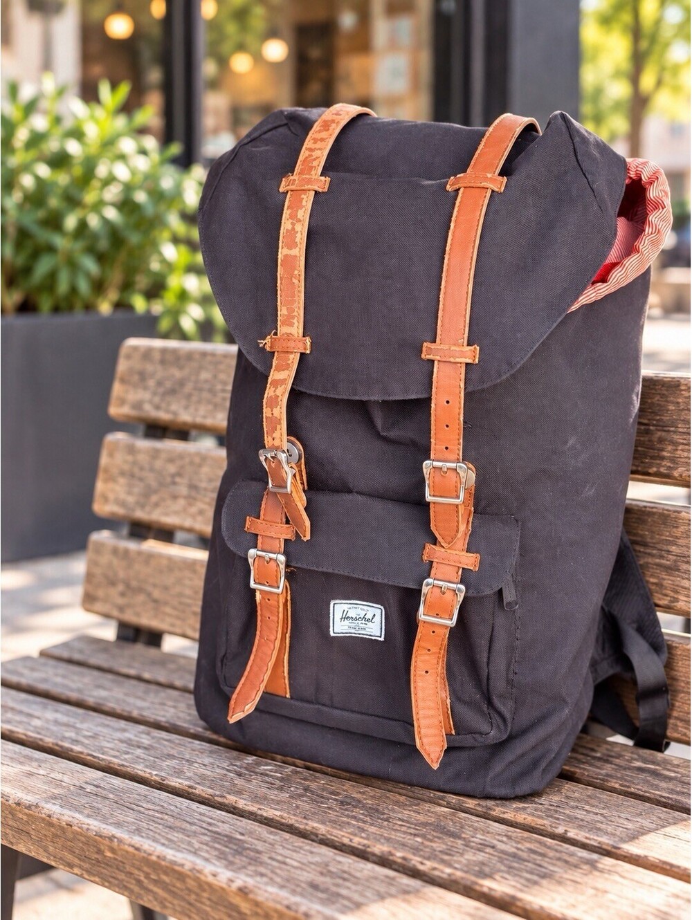 Herschel Little America Backpack Black Tan Red Stripe Laptop Rucksack Classic